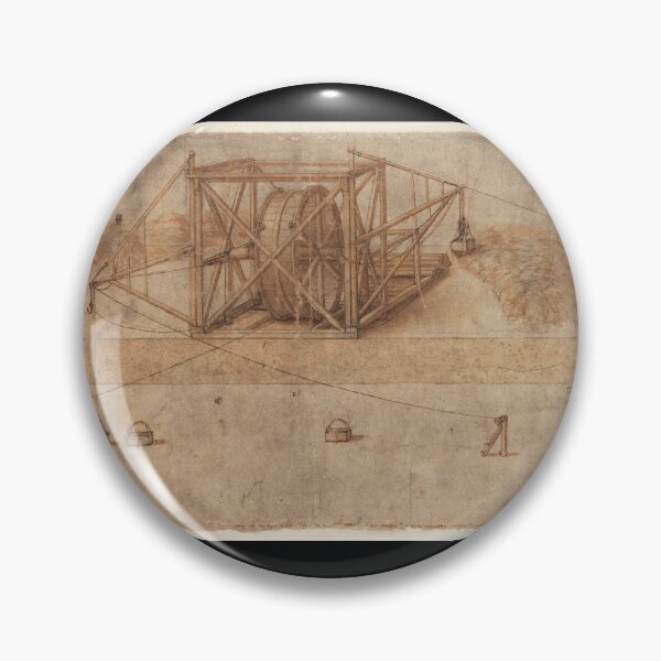 Item preview, Codex Atlanticus Folio 3r by Leonardo da Vinci Double Crane Engineering Art Print designed and sold by artofuniverse.