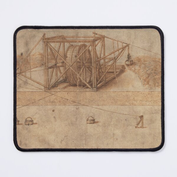 Item preview, Codex Atlanticus Folio 3r by Leonardo da Vinci Double Crane Engineering Art Print designed and sold by artofuniverse.