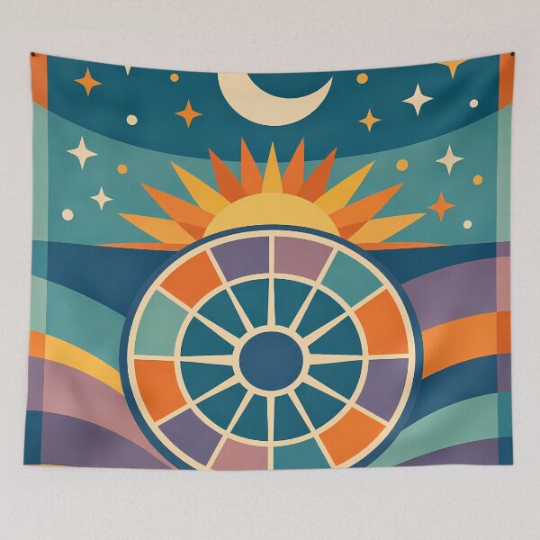 Item preview, Celestial Sun Moon Wheel with Stars designed and sold by InkSmithery.