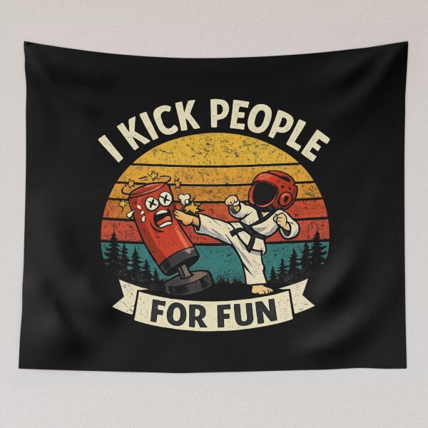 Item preview, I Kick People For Fun – Funny Taekwondo Martial Arts Retro  designed and sold by SidTastic .