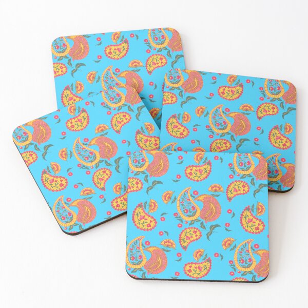 Item preview, Hand Painted Gouache Floral Paisley Pattern in Aqua designed and sold by NoemiMarozsan.