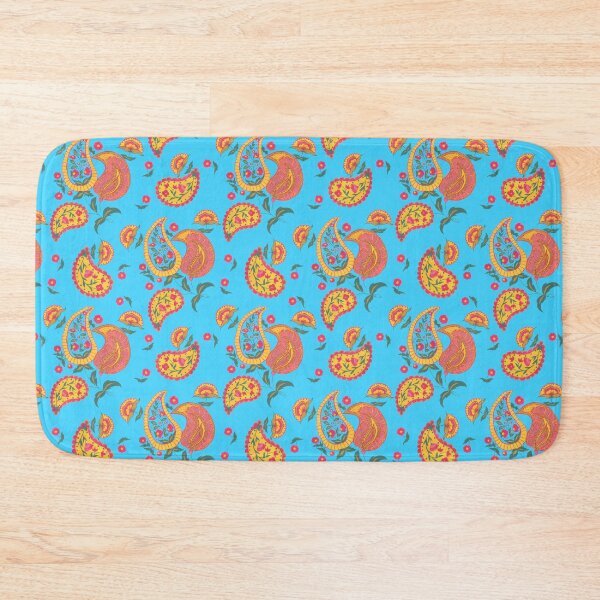 Item preview, Hand Painted Gouache Floral Paisley Pattern in Aqua designed and sold by NoemiMarozsan.