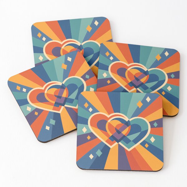 Item preview, Overlapping Geometric Hearts with Radiant Colour Rays designed and sold by InkSmithery.