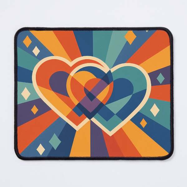 Item preview, Overlapping Geometric Hearts with Radiant Colour Rays designed and sold by InkSmithery.
