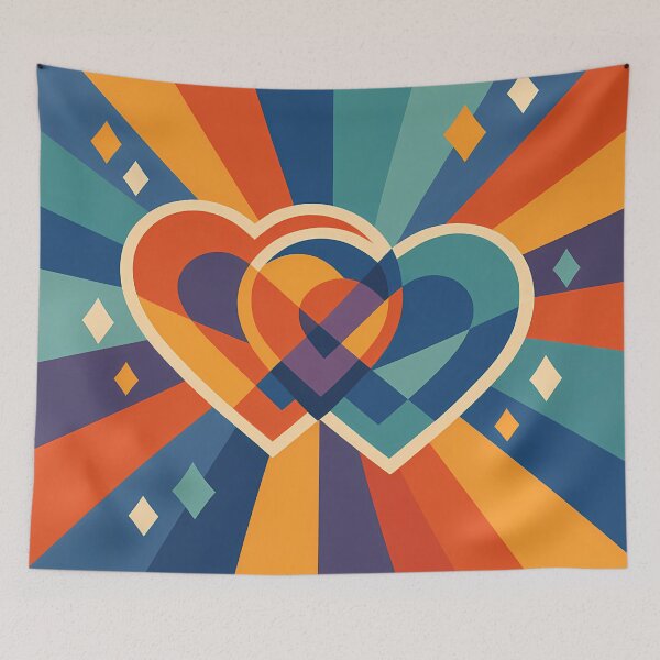 Item preview, Overlapping Geometric Hearts with Radiant Colour Rays designed and sold by InkSmithery.