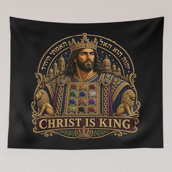 Item preview, Christ Is King Embroidered Style Design – Biblical King & High Priest Art, 12 Tribes Breastplate, Faith-Based Royal Sticker & Apparel designed and sold by Emoji Emblems.