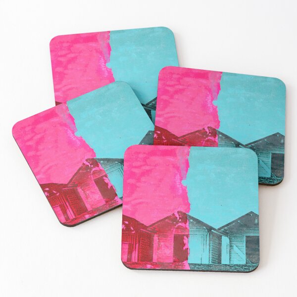 Item preview, Vibrant Pop Art Beach Huts in Pink and Teal designed and sold by Fairfax-Curator.