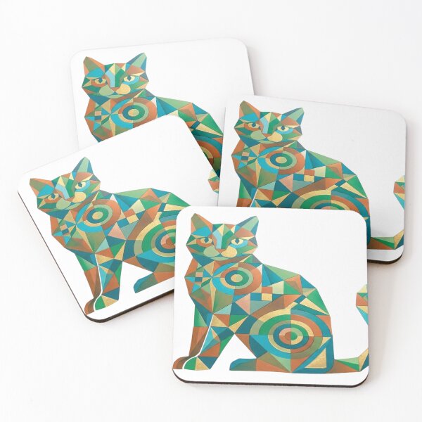Item preview, Geometric Abstract Cat Art designed and sold by bindusingla.