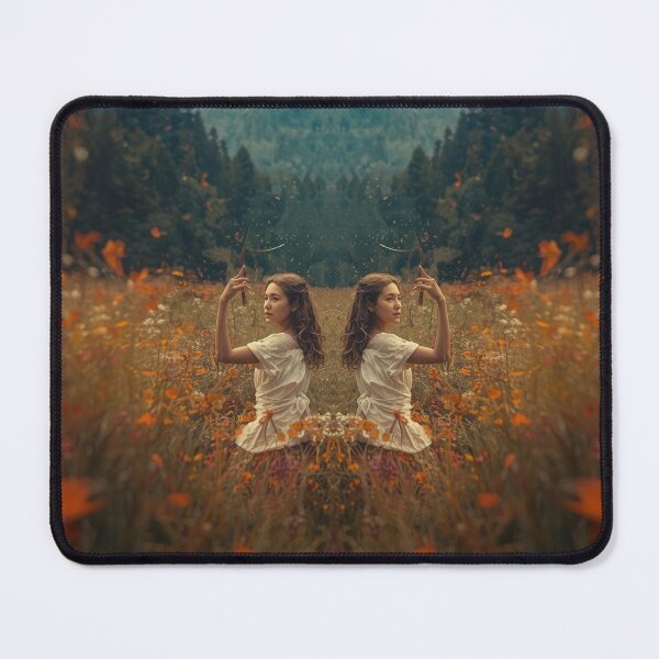 Item preview, Twin Girls Standing Back To Back In Spring Field Gemini Zodiac Art designed and sold by Mustangana.