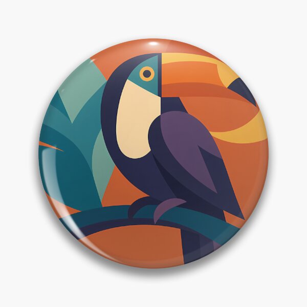 Item preview, Geometric Colour Block Toucan with Tropical Leaves designed and sold by InkSmithery.