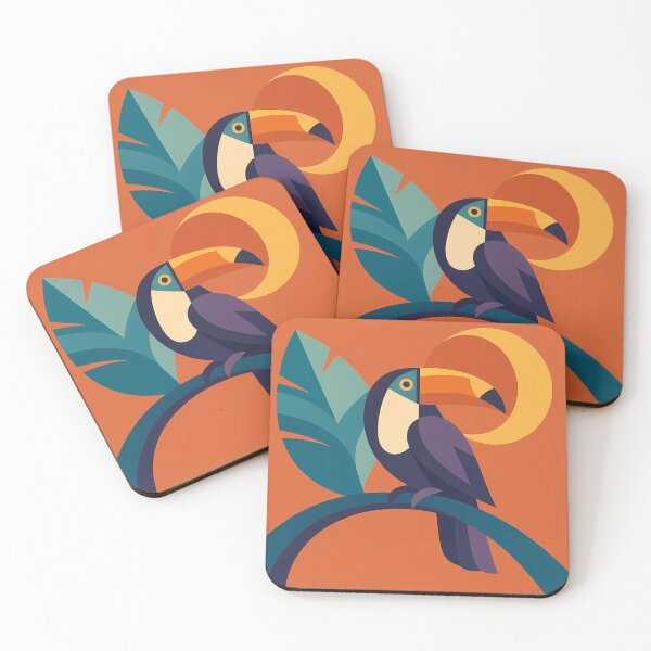 Item preview, Geometric Colour Block Toucan with Tropical Leaves designed and sold by InkSmithery.