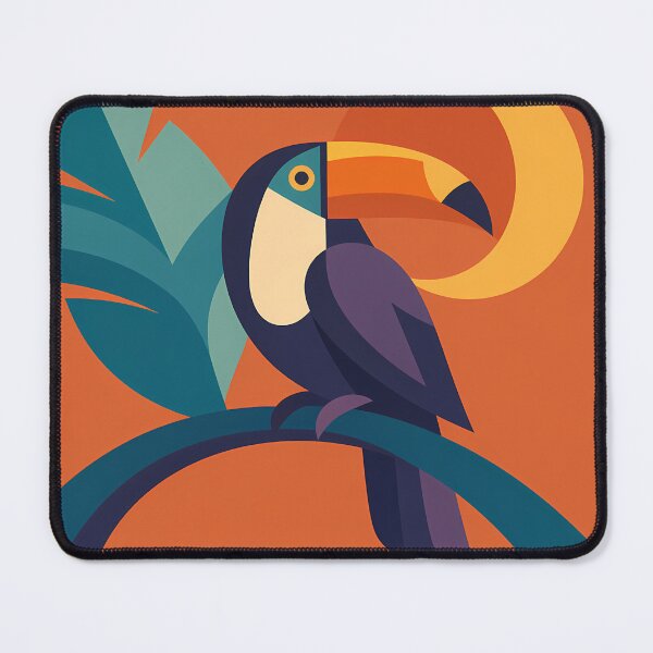 Item preview, Geometric Colour Block Toucan with Tropical Leaves designed and sold by InkSmithery.