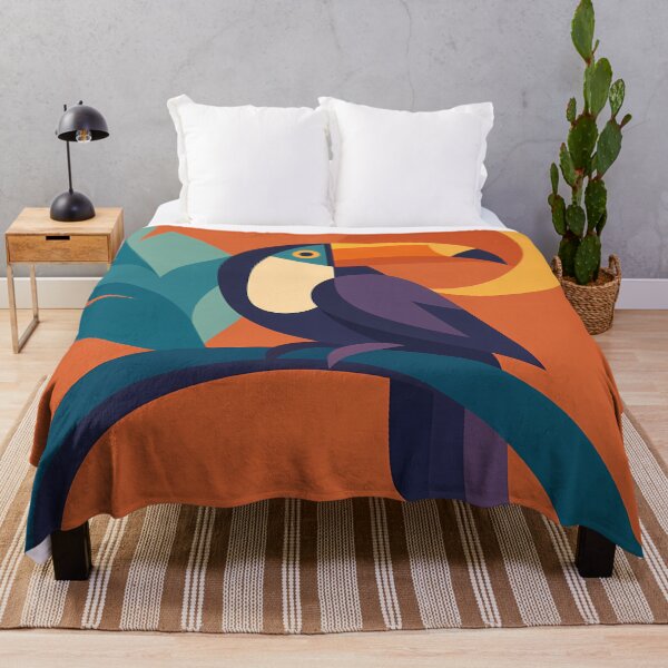 Item preview, Geometric Colour Block Toucan with Tropical Leaves designed and sold by InkSmithery.