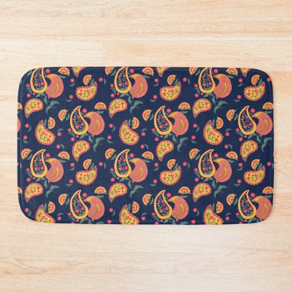 Item preview, Hand Painted Gouache Floral Paisley Pattern in Deep Navy designed and sold by NoemiMarozsan.