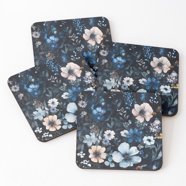 Item preview, Dark Vintage Watercolor Midnight Floral Romantic Wildflowers designed and sold by GrinGalore.