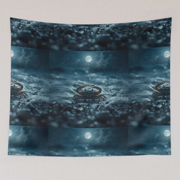 Item preview, Realistic Cancer Zodiac Crab Reaching For Moon Dark Blue Sky designed and sold by Mustangana.