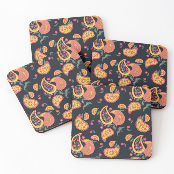 Item preview, Hand Painted Gouache Floral Paisley Pattern in Black designed and sold by NoemiMarozsan.