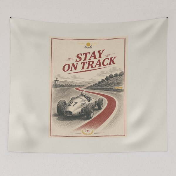Item preview, Vintage Race Car Stay On Track Motivational T-Shirt designed and sold by MaynyStudio.