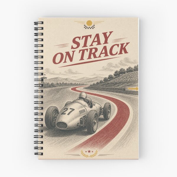 Item preview, Vintage Race Car Stay On Track Motivational T-Shirt designed and sold by MaynyStudio.