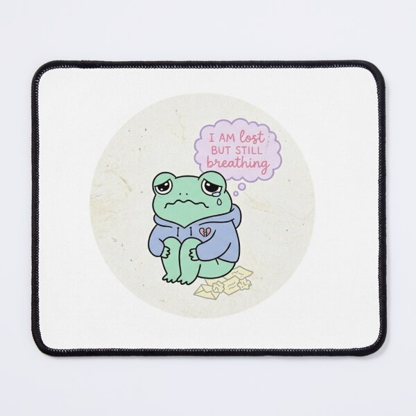 Item preview, Cute Sad Frog Lost But Still Breathing – Emotional Mental Health Sticker designed and sold by Elviqus Shop.