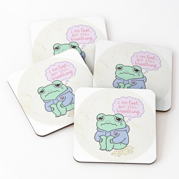 Item preview, Cute Sad Frog Lost But Still Breathing – Emotional Mental Health Sticker designed and sold by Elviqus Shop.