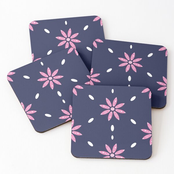 Item preview, Flower Beaded Print - Pretty Pink and Navy designed and sold by Daniel Bevis Design.