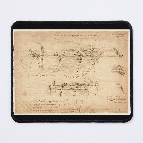 Item preview, Codex Atlanticus Folio 55r by Leonardo da Vinci Engineering Study Fine Art Print designed and sold by artofuniverse.