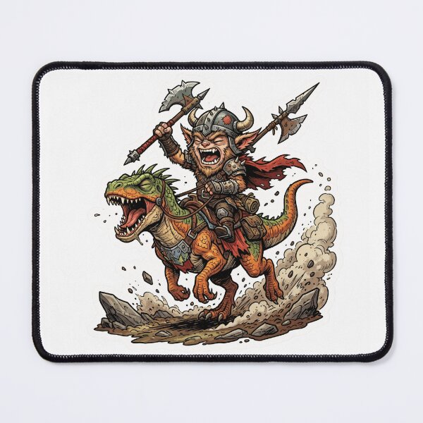 Item preview, Chaotic Yordle Warrior & Wild Lizard Mount Die-Cut Sticker – Bold Cartoon Fantasy Art designed and sold by designerr23 ⭐⭐⭐⭐⭐.