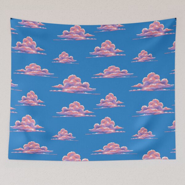 Item preview, Anime-style pink clouds seamless pattern  designed and sold by Nastasiakhmnk.