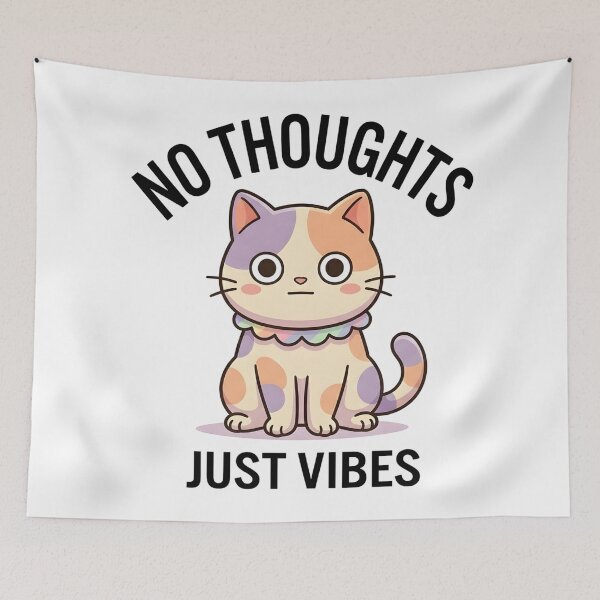 Item preview, Funny Cat No Thoughts Just Vibes T-Shirt – Cute Chill Meme designed and sold by DIRTYSKETCHH.