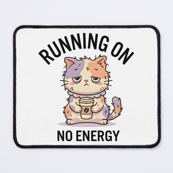 Item preview, Funny Cat Running On No Energy T-Shirt – Cute Tired Meme designed and sold by DIRTYSKETCHH.