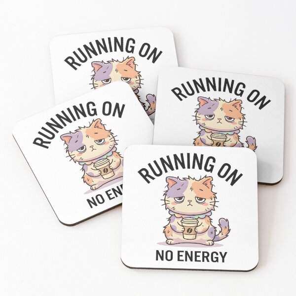 Item preview, Funny Cat Running On No Energy T-Shirt – Cute Tired Meme designed and sold by DIRTYSKETCHH.
