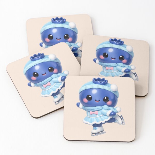 Item preview, Cute Blueberry Ice Skater | Kawaii Winter Fruit Character Art designed and sold by Moons Studio.