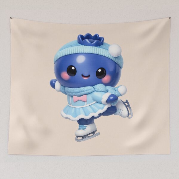 Item preview, Cute Blueberry Ice Skater | Kawaii Winter Fruit Character Art designed and sold by Moons Studio.