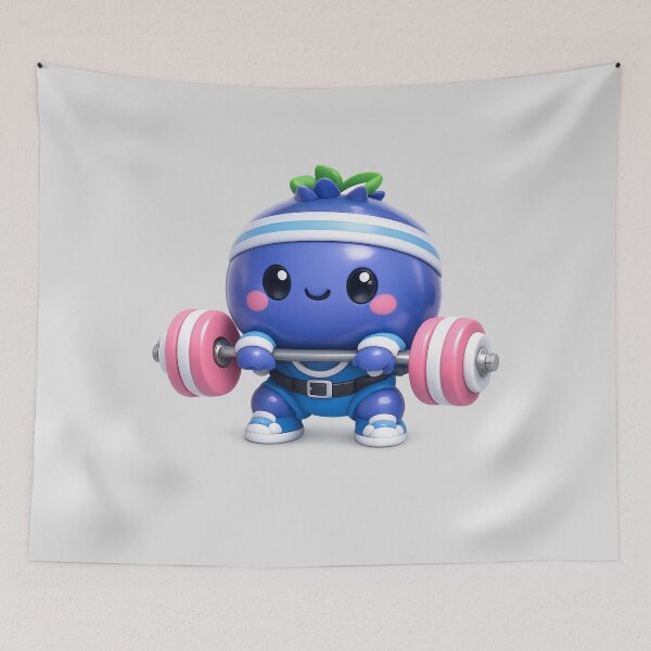 Item preview, Cute Blueberry Weightlifter | Kawaii Gym Fitness Fruit Character Art designed and sold by Moons Studio.