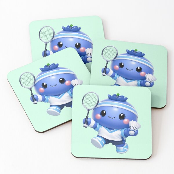 Item preview, Cute Blueberry Badminton Player | Kawaii Fruit Sports Character Art designed and sold by Moons Studio.
