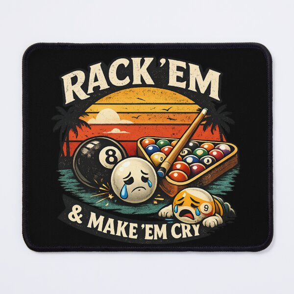 Item preview, Rack 'Em & Make 'Em Cry – Funny Billiards Retro Sunset Pool Player designed and sold by SidTastic .
