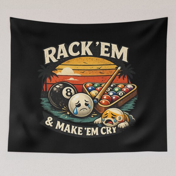 Item preview, Rack 'Em & Make 'Em Cry – Funny Billiards Retro Sunset Pool Player designed and sold by SidTastic .