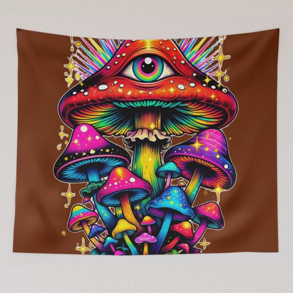 Item preview, Psychedelic Mushroom Third Eye Neon Retro Trippy - Psychedelic Art Rave Festival designed and sold by TommySpark.