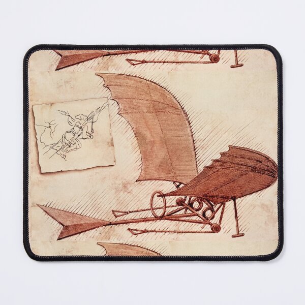 Item preview, Flying Machine by Leonardo da Vinci Renaissance Aviation Invention Art Print designed and sold by artofuniverse.