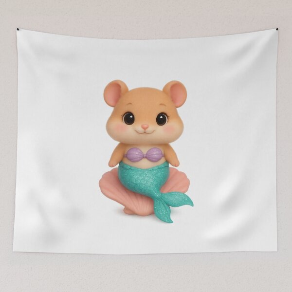 Item preview, Cute Mermaid Hamster | Kawaii Cartoon Ocean Creature Art designed and sold by Moons Studio.