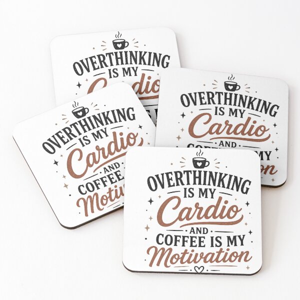 Item preview, Overthinking is My Cardio Coffee is My Motivation Funny Coffee Lover Poker Quote Design designed and sold by NBT-NOVA.