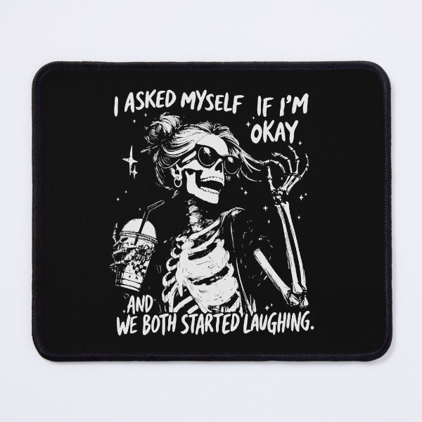 Item preview, I Asked Myself If I'm Okay Skeleton T-Shirt, Snarky Sarcastic Funny Mental Health Shirt, Vintage Distressed Graphic Tee designed and sold by BlessLifePrints.