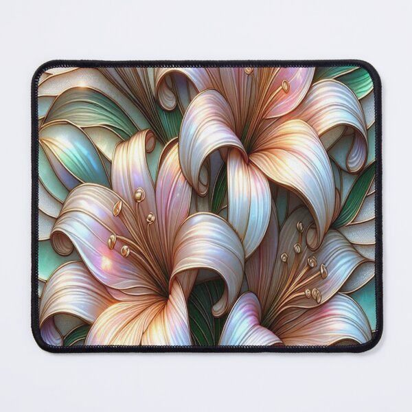 Item preview,  Iridescent White Lilies Golden Accents Floral Art designed and sold by BriSher.