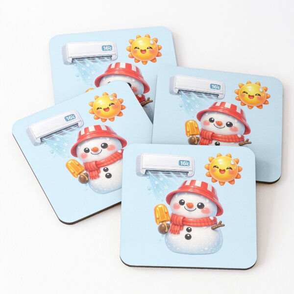 Item preview, Cute Summer Melting Snowman with Air Conditioner | Kawaii Summer Art designed and sold by Moons Studio.