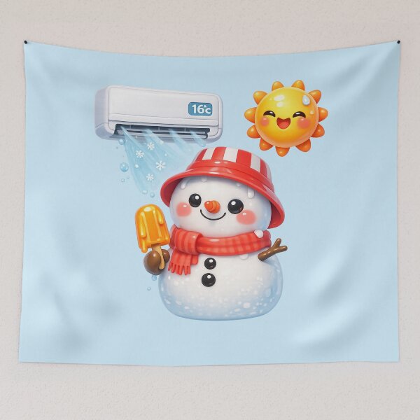Item preview, Cute Summer Melting Snowman with Air Conditioner | Kawaii Summer Art designed and sold by Moons Studio.