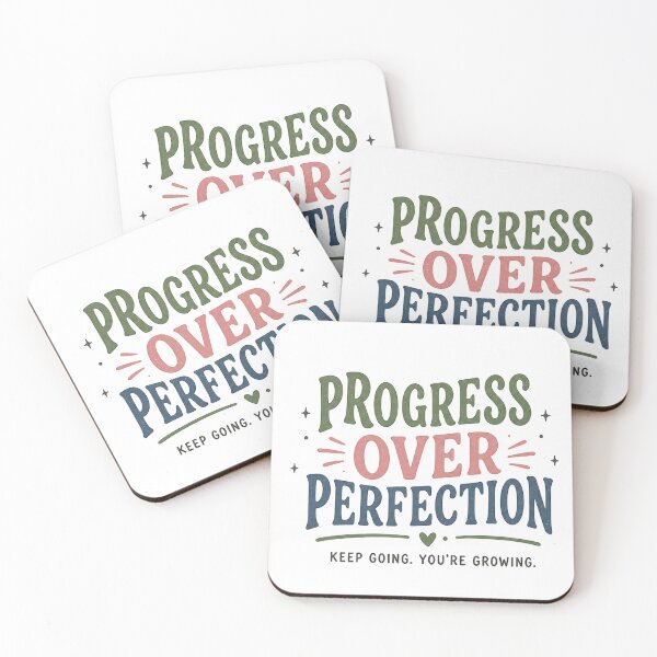 Item preview, Progress Over Perfection – Motivational Growth Quote Vintage Style Typography designed and sold by NBT-NOVA.