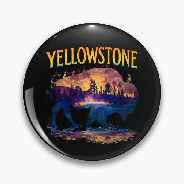 Item preview, Yellowstone Bison Silhouette Grand Prismatic Spring designed and sold by Freedom Of The Hills.
