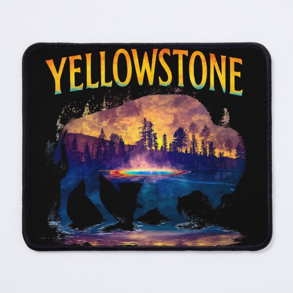 Item preview, Yellowstone Bison Silhouette Grand Prismatic Spring designed and sold by Freedom Of The Hills.
