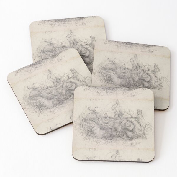 Item preview, Neptune by Leonardo da Vinci High Renaissance Mythological Drawing Art Print designed and sold by artofuniverse.